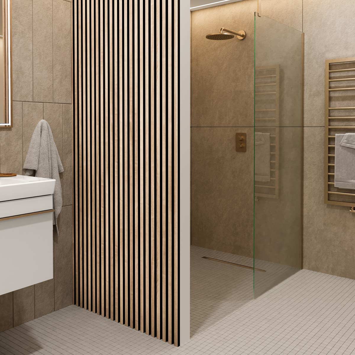 Slatwall Waterproof Oak / Black Wall Panel 170x2400mm (3 Pack)