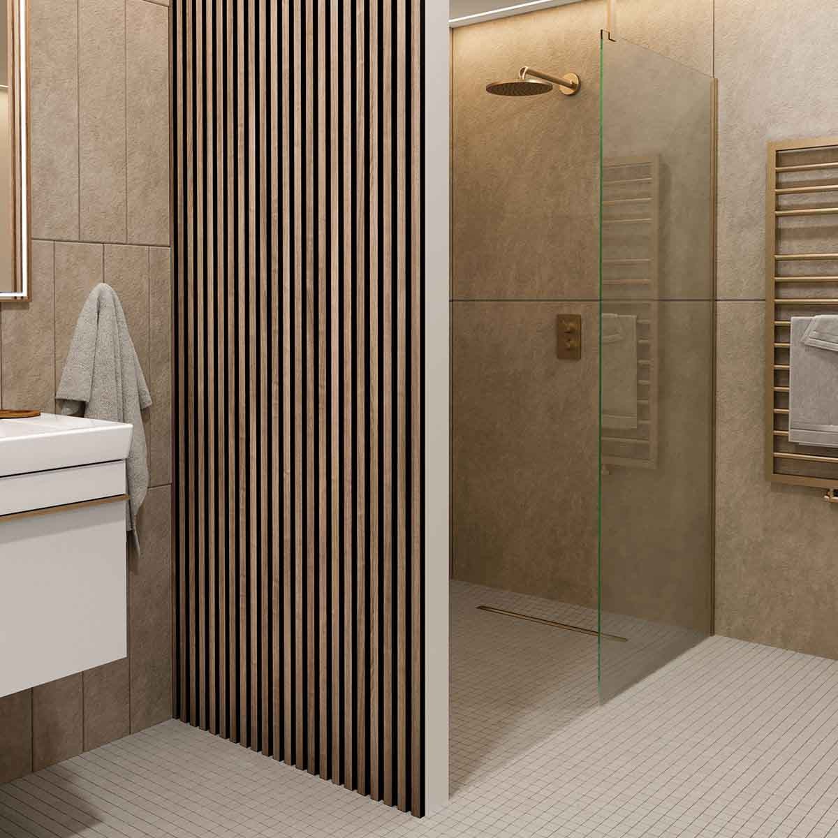 Slatwall Waterproof Walnut / Black Wall Panel 170x2400mm (3 Pack)