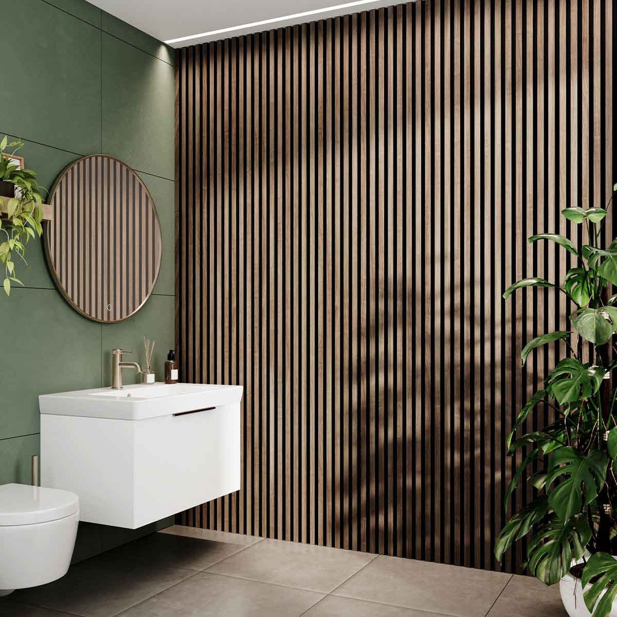 Slatwall Waterproof Walnut / Black Wall Panel 170x2400mm (3 Pack)