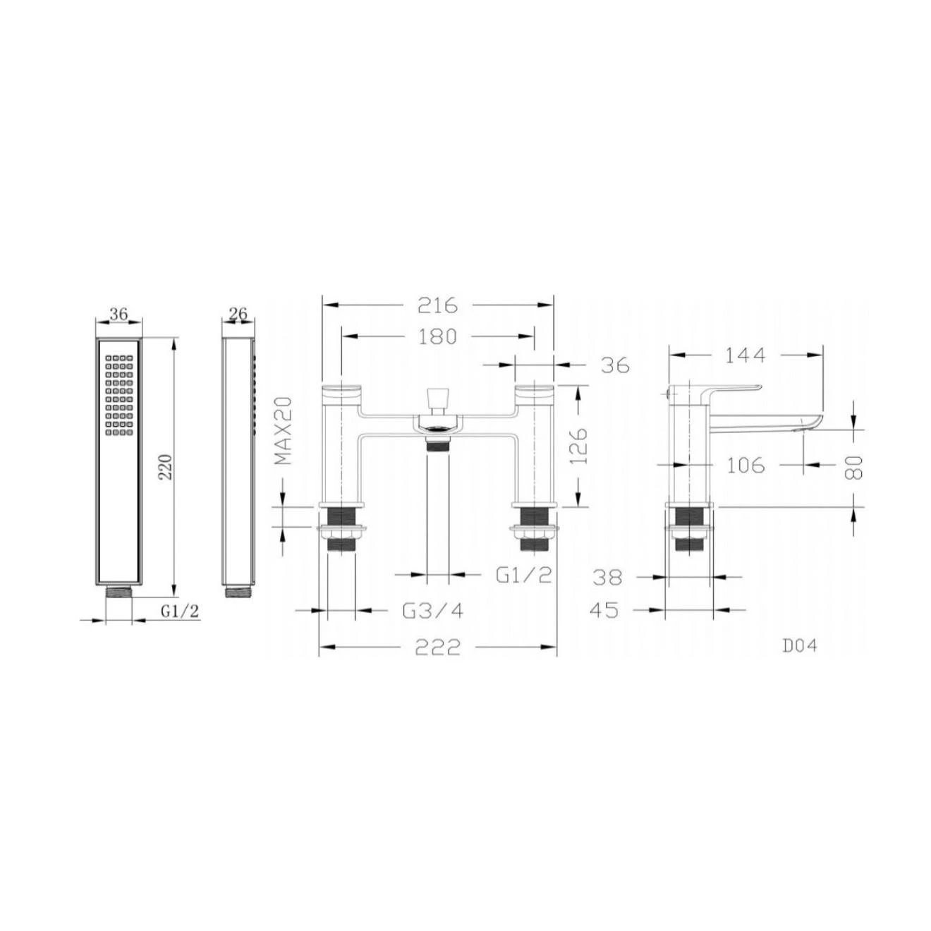 Strive Brushed Brass Bath Shower Mixer Tap