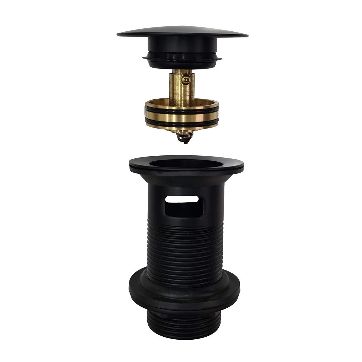 Strive Matt Black Basin Mono Mixer Tap with Easy Clean Click Waste