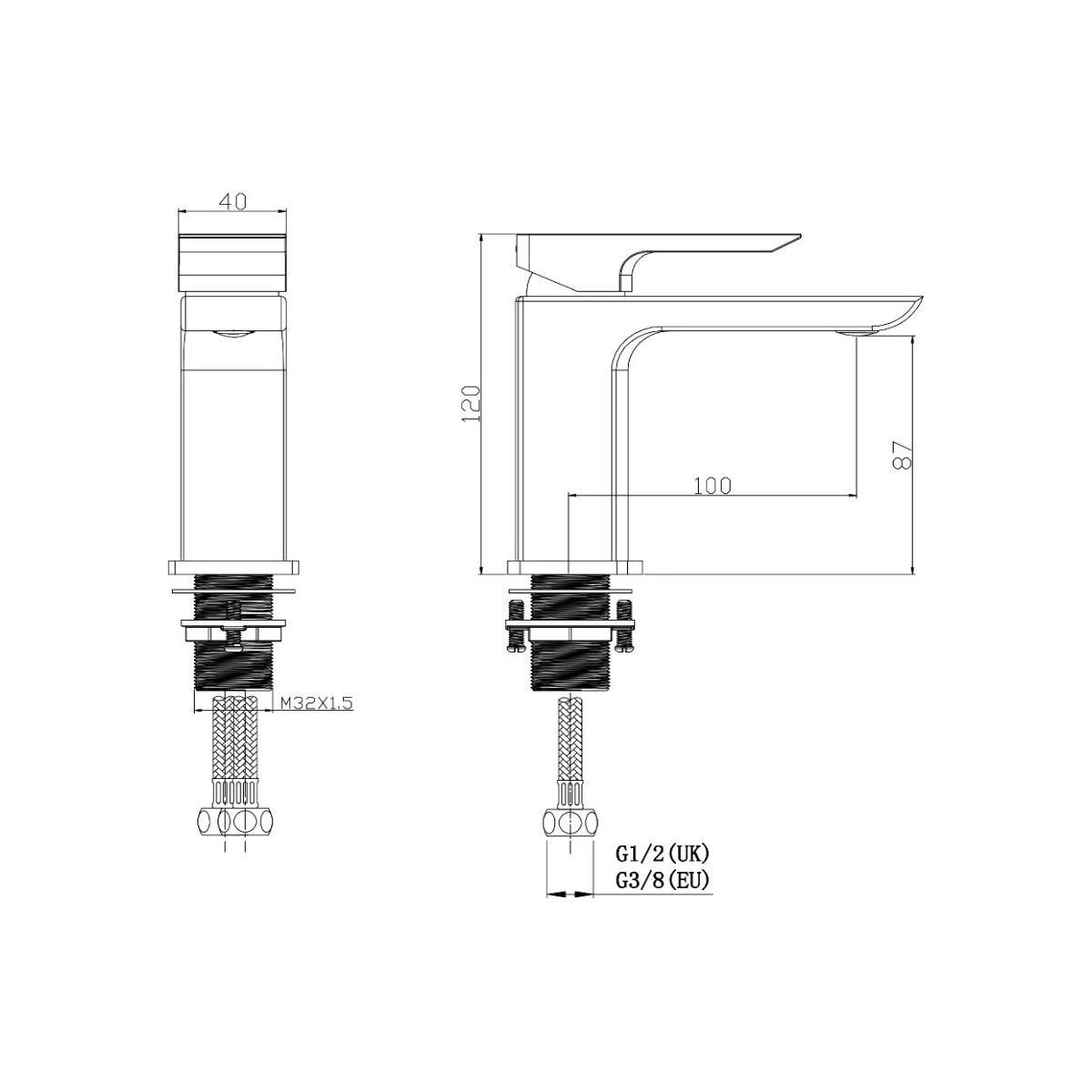 Strive Chrome Mini Basin Mono Mixer Tap with Easy Clean Click Waste