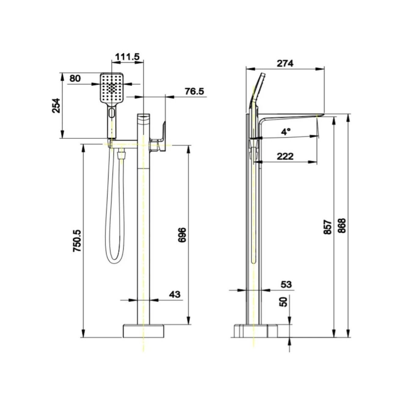 Strive Brushed Brass Freestanding Bath Shower Mixer Tap