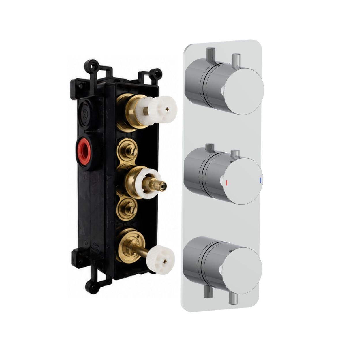 Arc Chrome Triple Concealed Thermostatic T Box Shower with Overhead & Slide Rail with Handset
