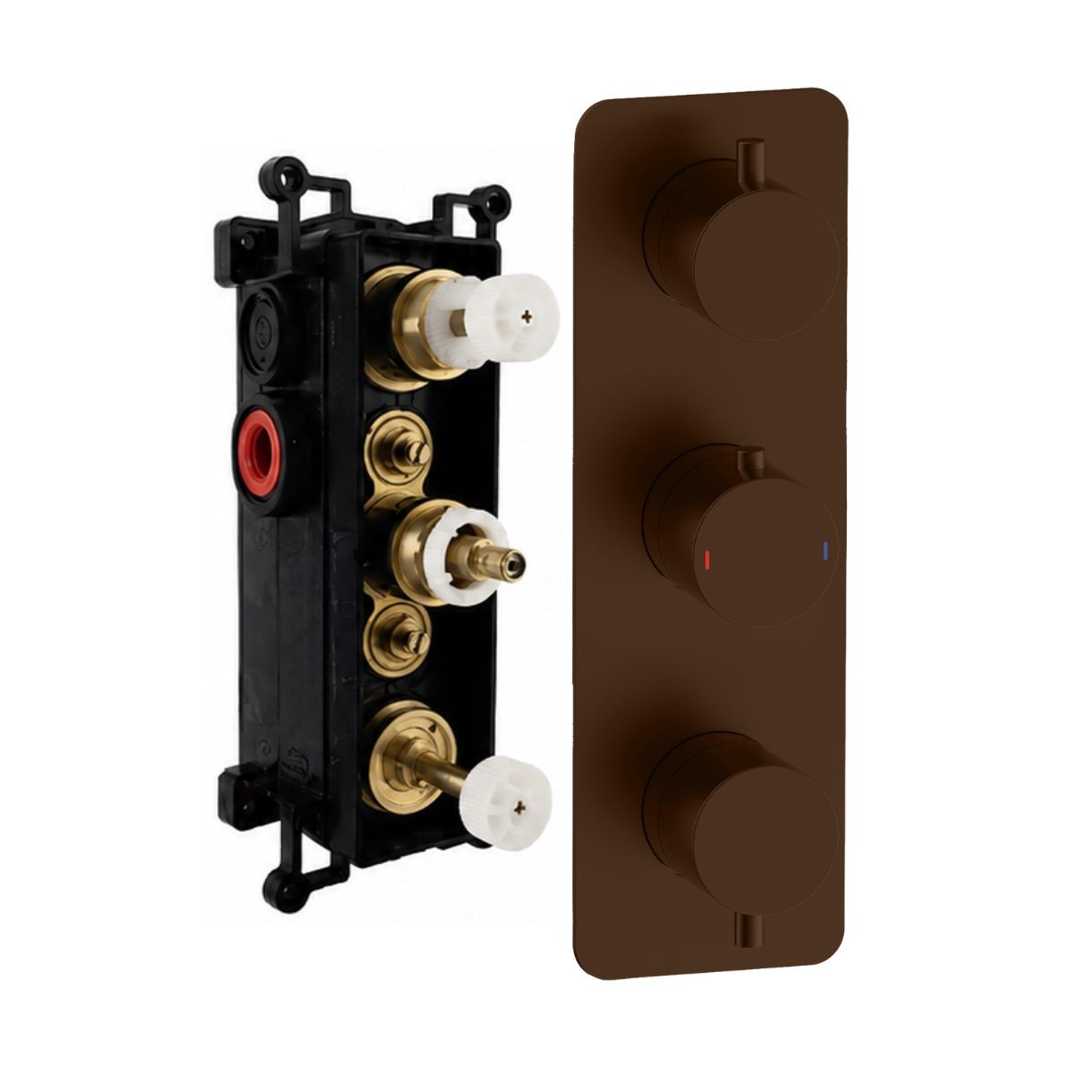 Arc Brushed Bronze Triple Concealed Thermostatic T Box Shower with Overhead & Slide Rail with Handset