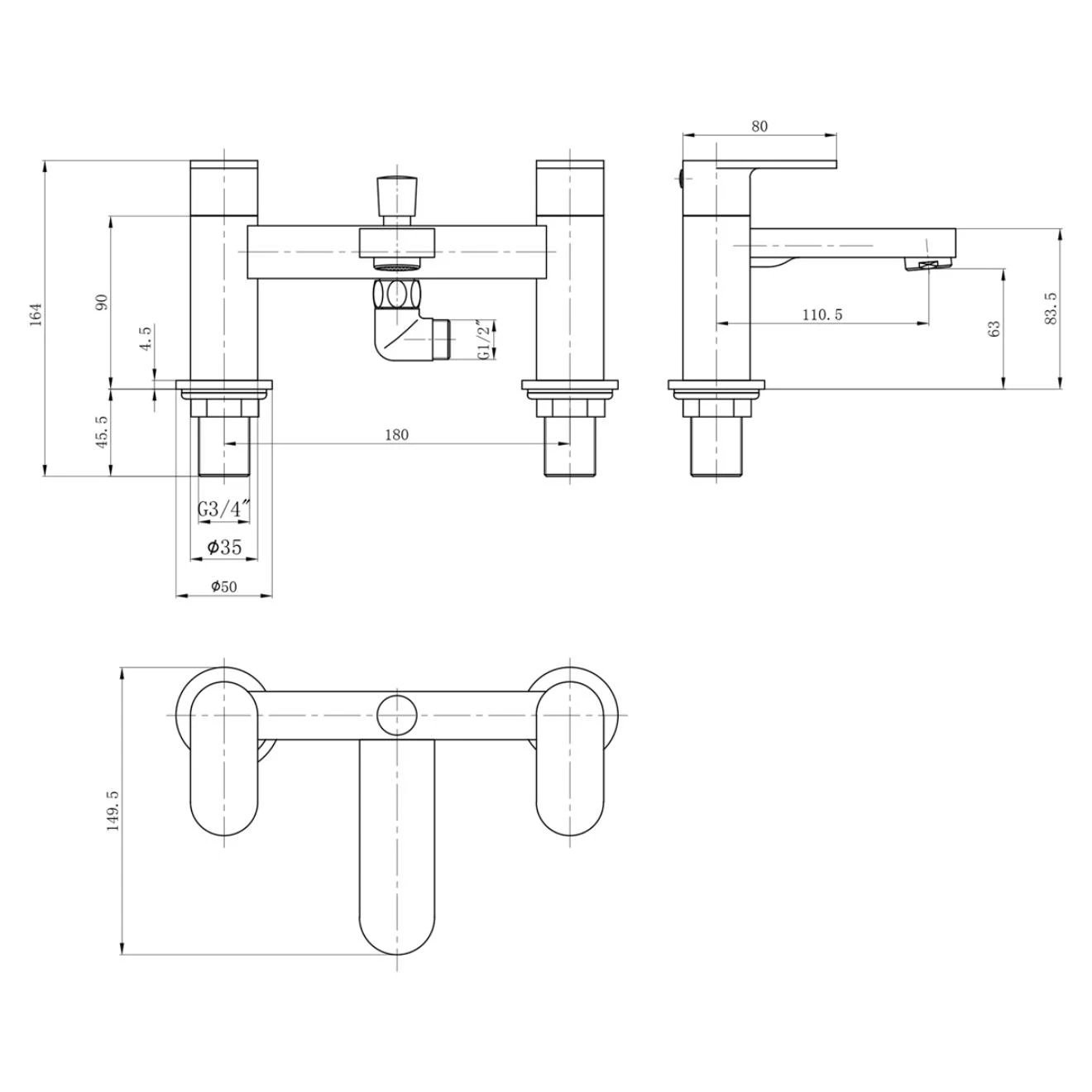 Beacon Chrome Bath Shower Mixer & Basin Mono  Mixer Tap with Click Waste