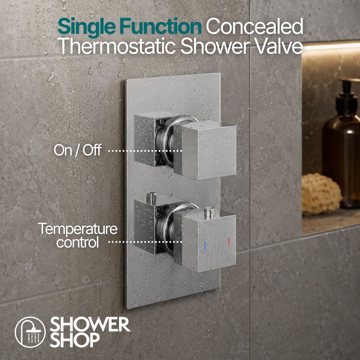 Cube Chrome Single Function Concealed Thermostatic Shower Valve