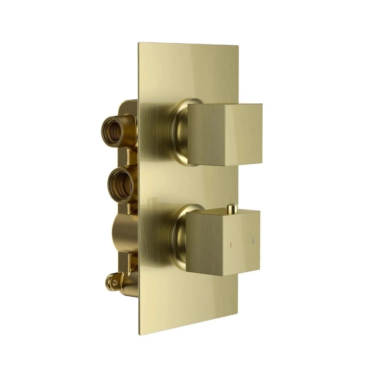 Cube Brushed Brass Dual Function Concealed Thermostatic Shower Valve