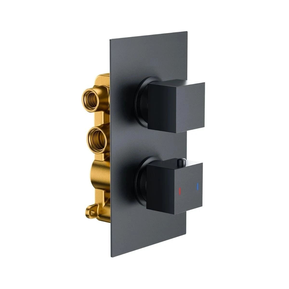 Cube Matt Black Dual Function Concealed Thermostatic Shower Valve