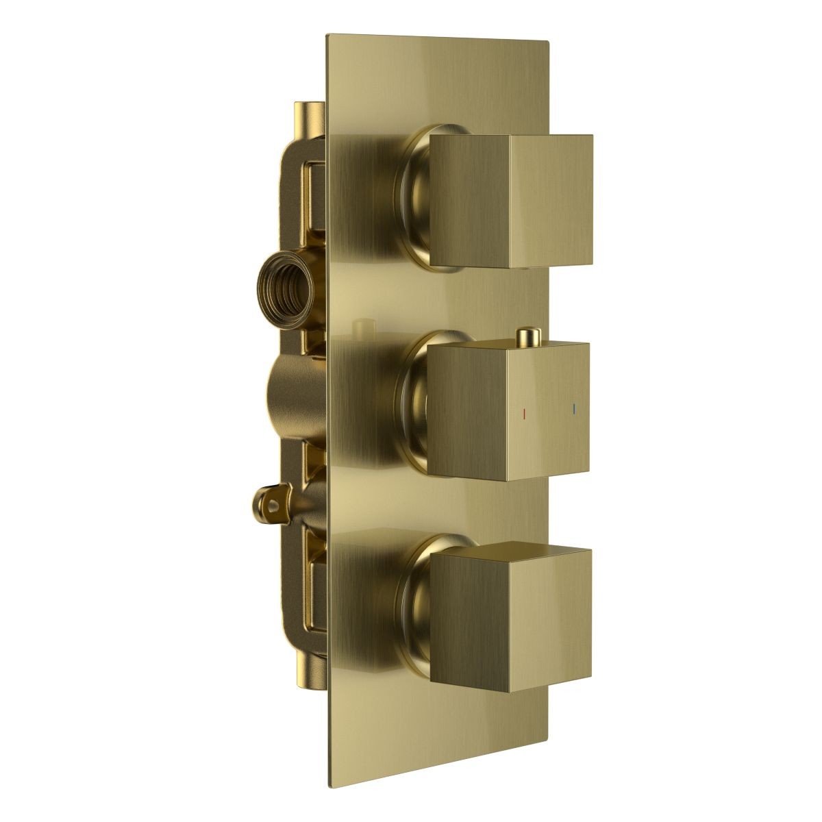 Cube Brushed Gold Triple Concealed Themostatic Shower Valve