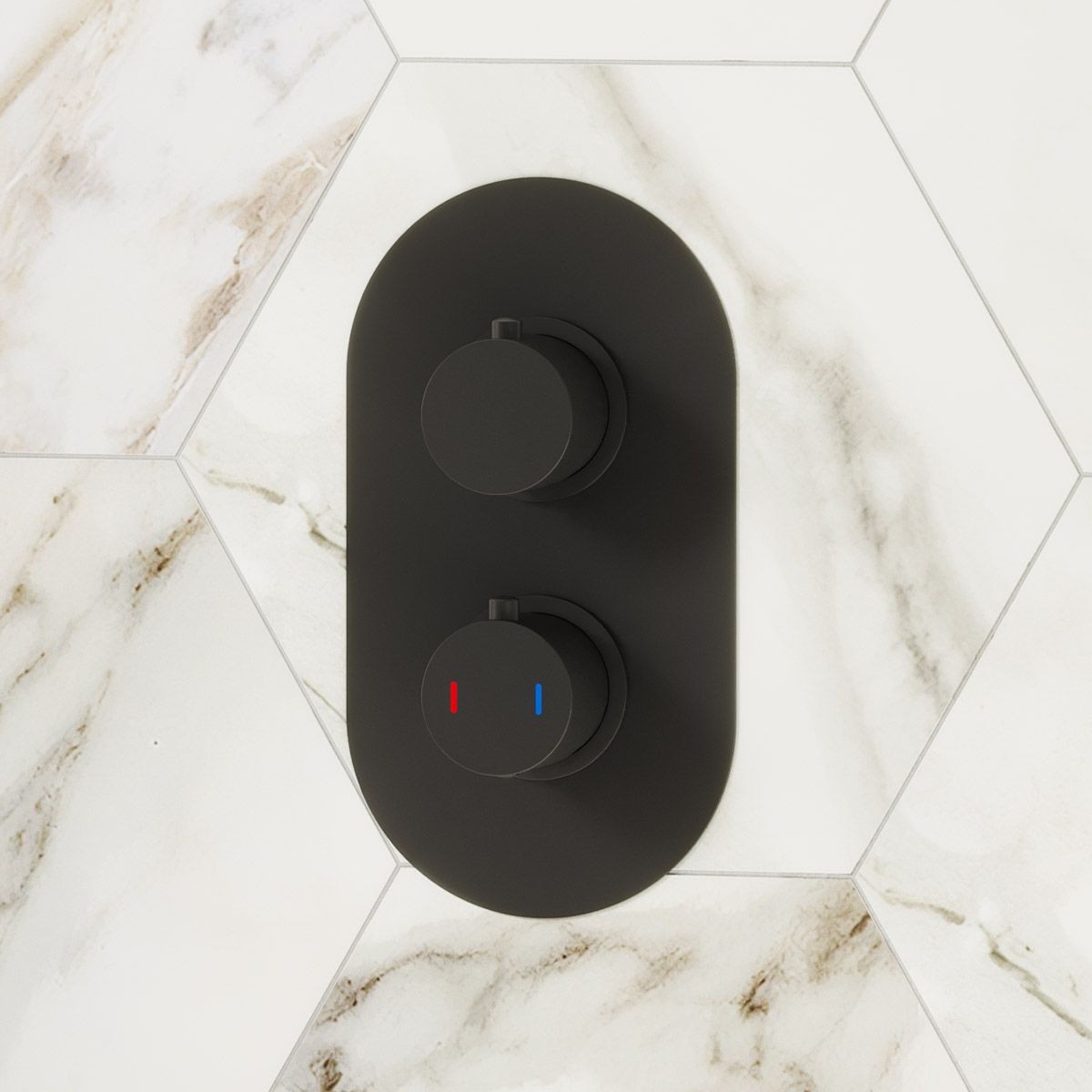 Globe Matt Black Dual Function Concealed Thermostatic Shower with Overhead & Slide Rail with Handset