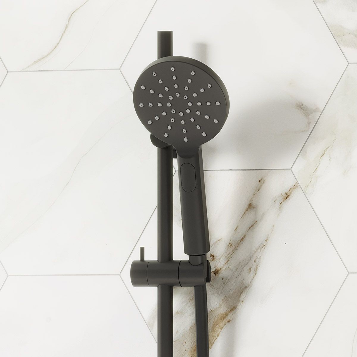 Globe Matt Black Dual Function Concealed Thermostatic Shower with Overhead & Slide Rail with Handset