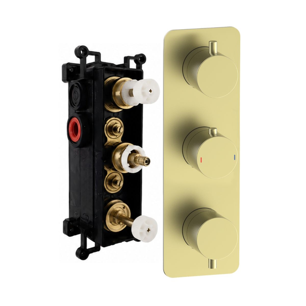Arc Brushed Brass Triple Concealed Thermostatic T Box Shower Valve