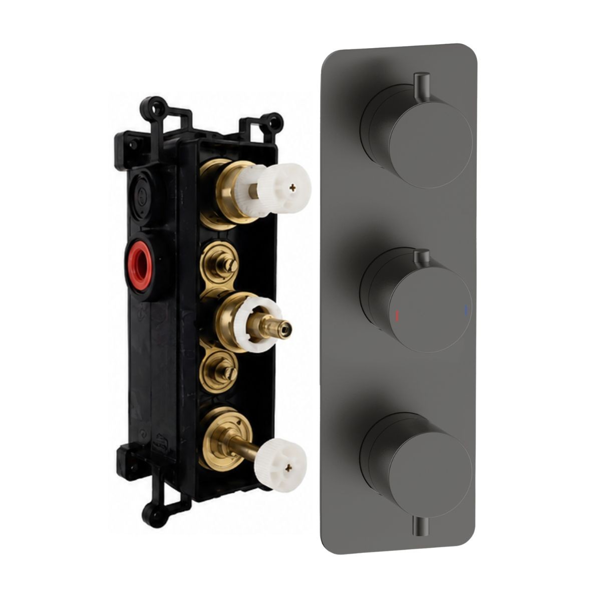 Arc Gunmetal Triple Concealed Thermostatic T Box Shower Valve