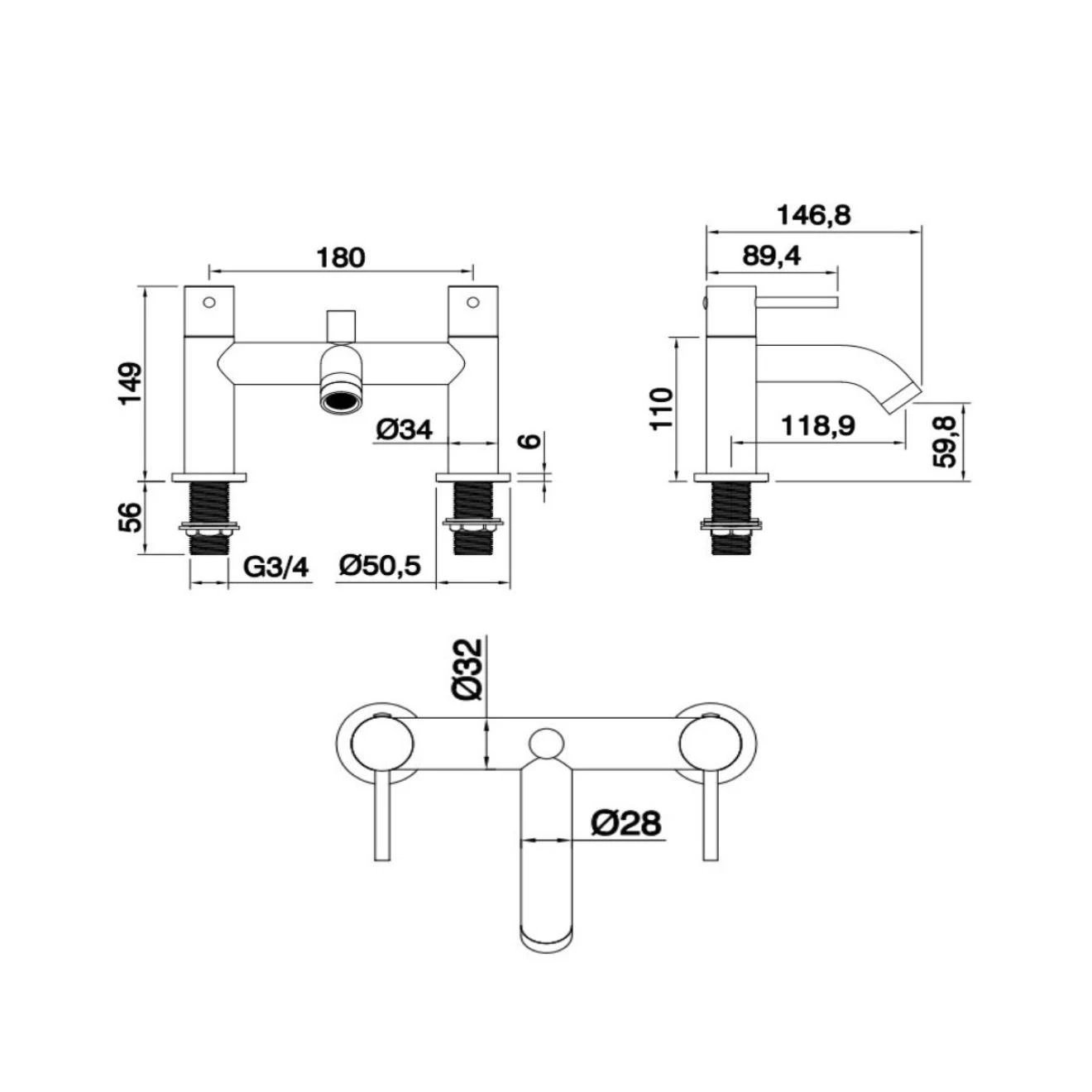 Serenity Matt Black Bath Shower Mixer Tap