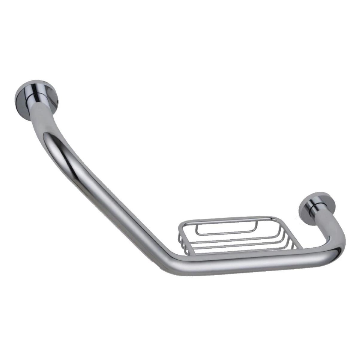 Angled Grab Rail & Soap Hold Chrome
