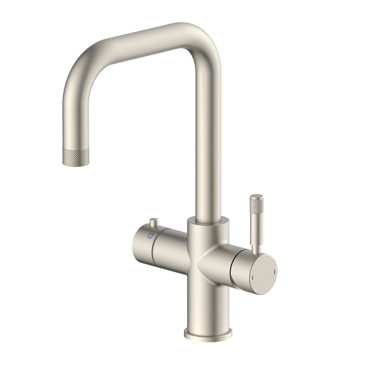 Amara Brushed Nickel 4 in 1 Boiling Water Kitchen Mixer with Boiler & Filter with Knurling Handle & Spout
