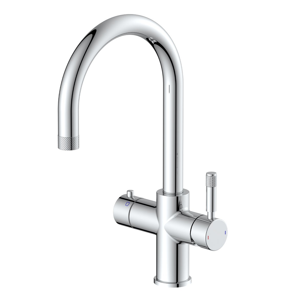 Evoca Chrome 4 in 1 Boiling Water Kitchen Mixer with Boiler & Filter with Knurling Handle & Spout