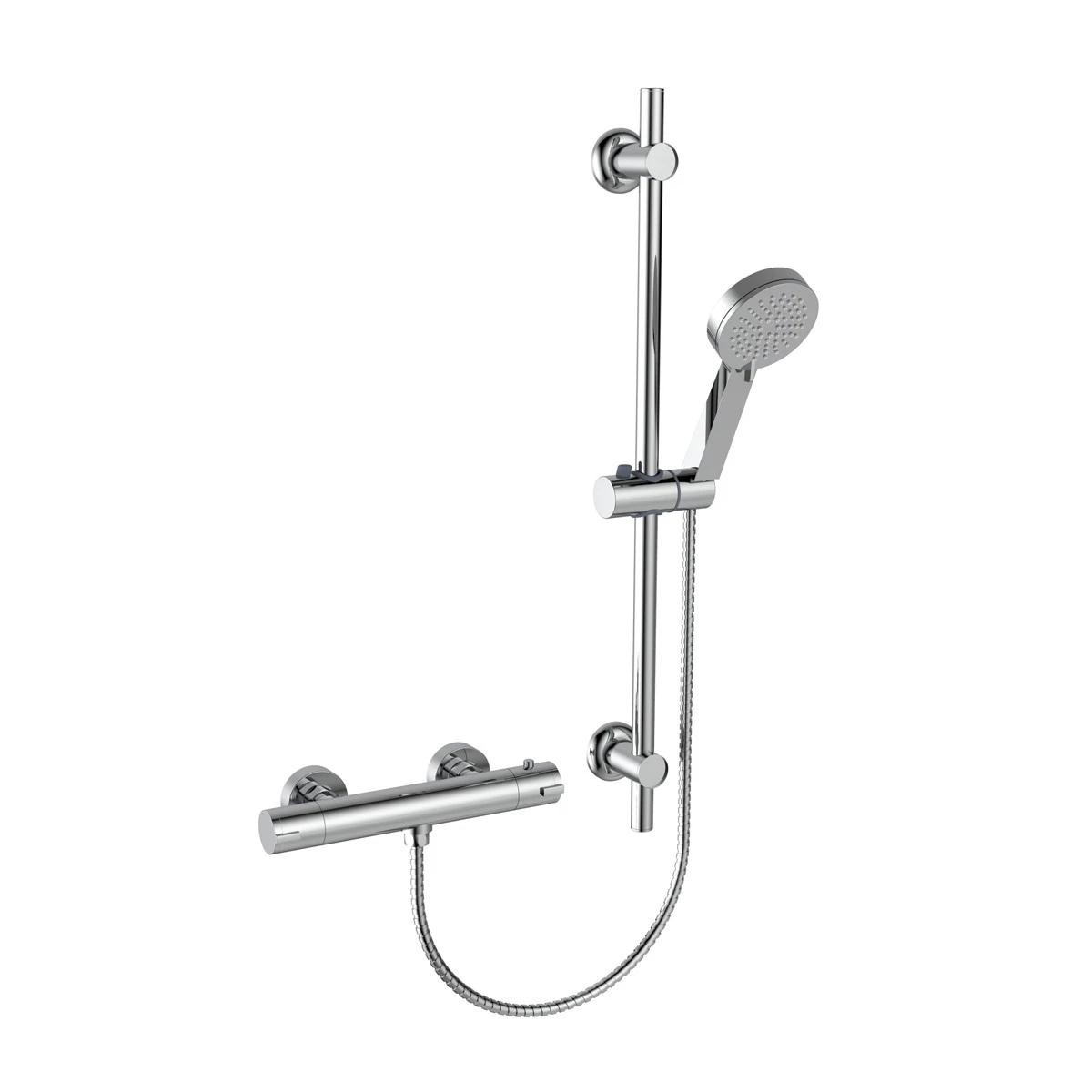 Globe Chrome Thermostatic Bar Valve Shower with Slide Rail & Handset
