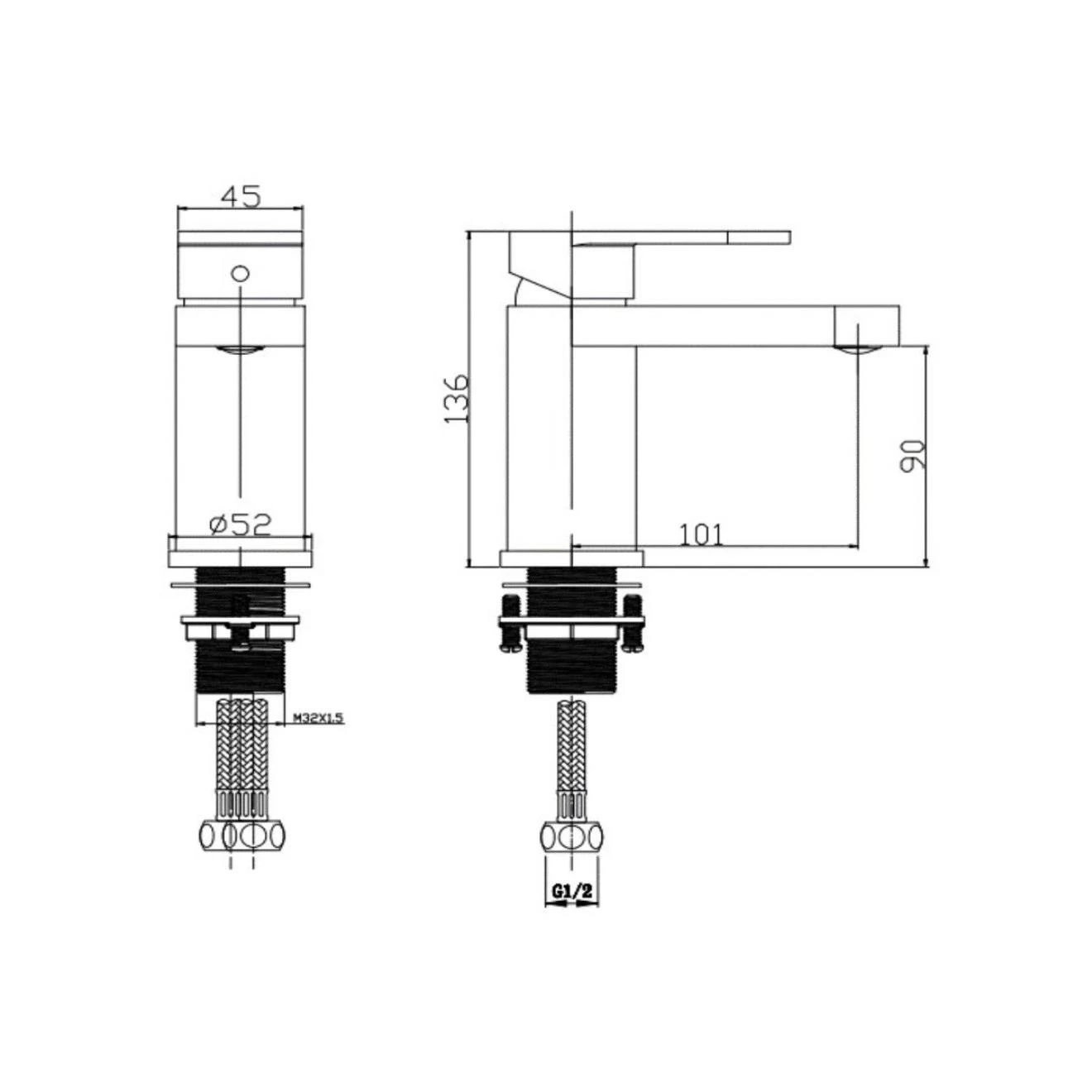Beacon Matt Black Basin Mono Mixer Tap with Easy Clean Click Waste