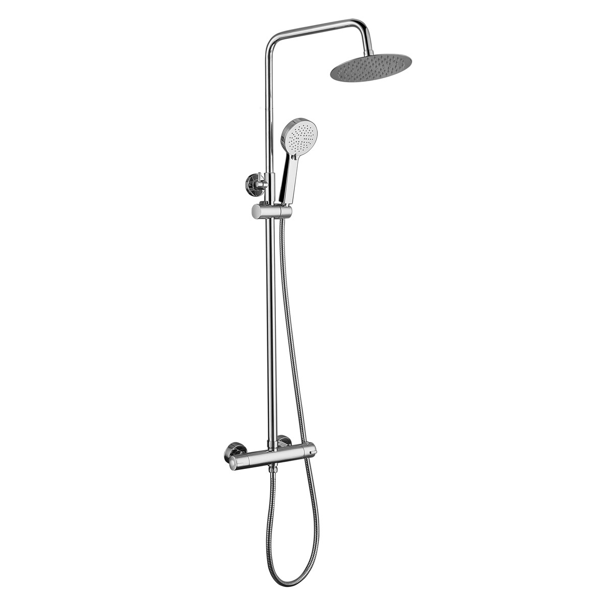 Globe Chrome Thermostatic Bar Valve Shower with Overhead & Slide Rail with Handset