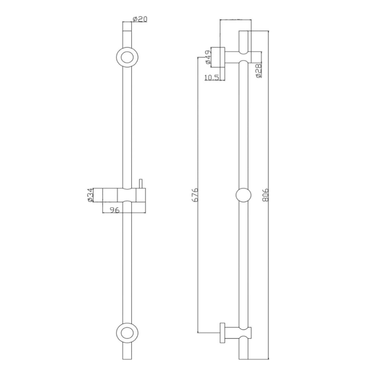 Globe Brushed Gold Adjustable Slide Rail with Handset