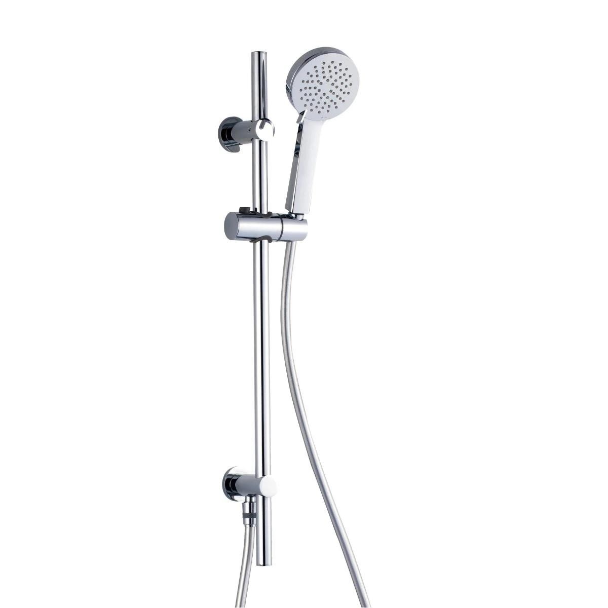 Globe Chrome Slide Rail with Handset & Integrated Wall Elbow