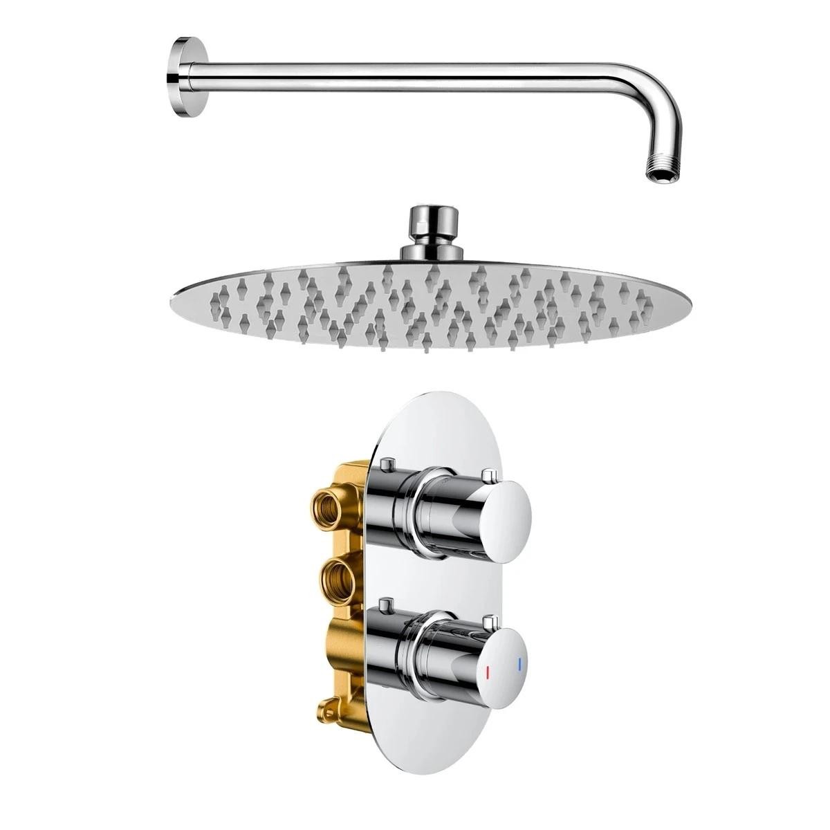 Globe Chrome Single Function Concealed Thermostatic Shower with Overhead