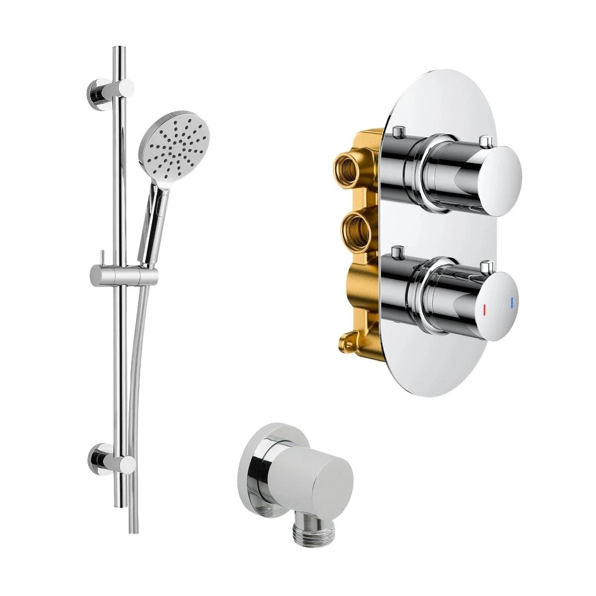 Globe Chrome Single Function Concealed Thermostatic Shower with Slide Rail & Handset