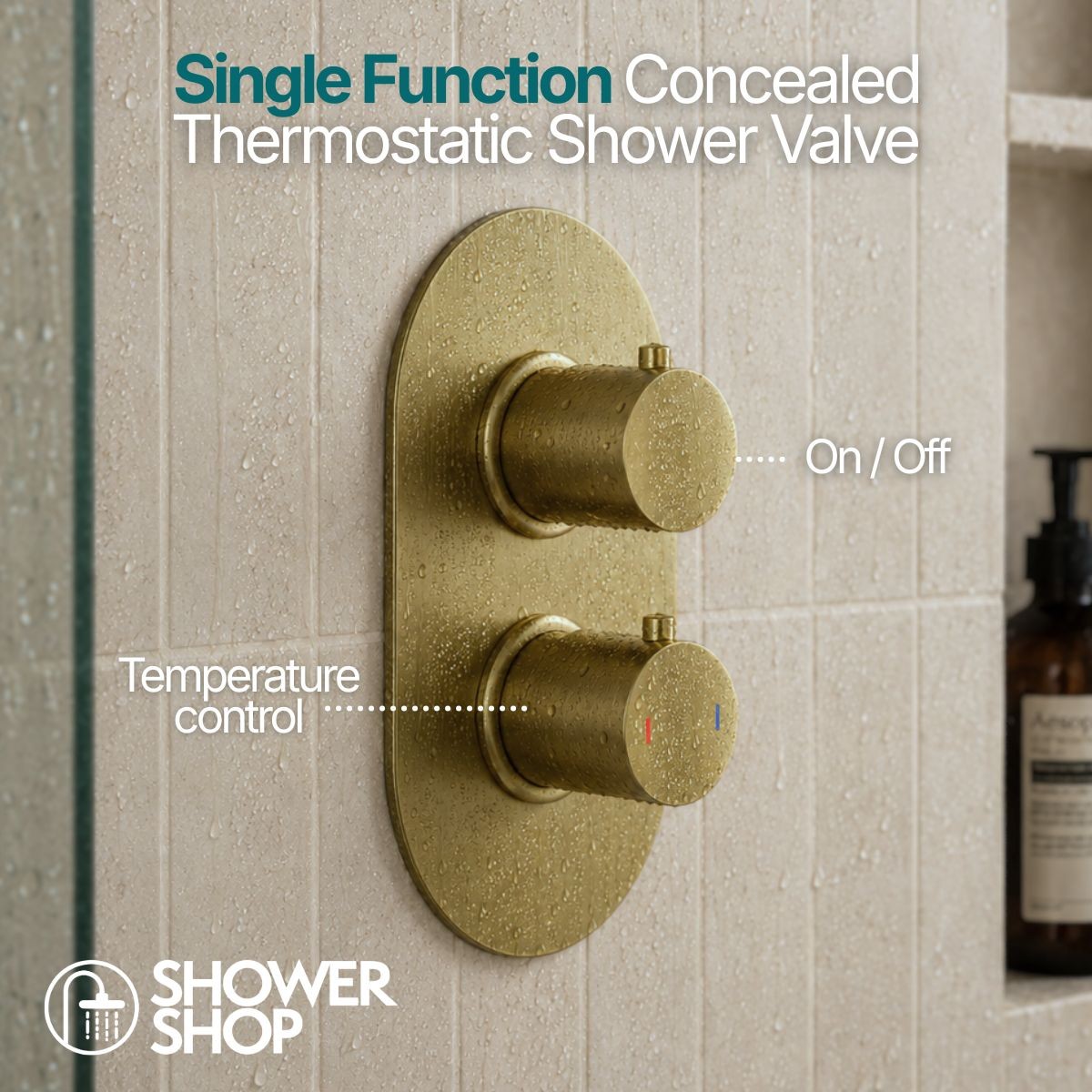 Globe Brushed Gold Single Function Concealed Thermostatic Shower with Overhead