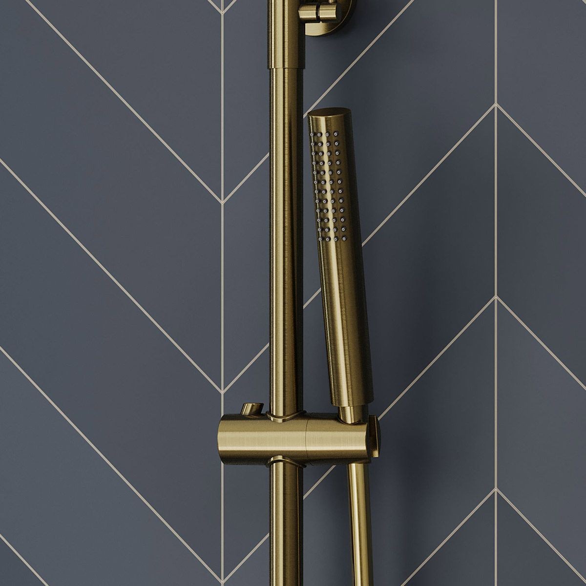 Globe Brushed Brass Cool Touch Thermostatic Bar Shower with Overhead & Slide Rail with Handset