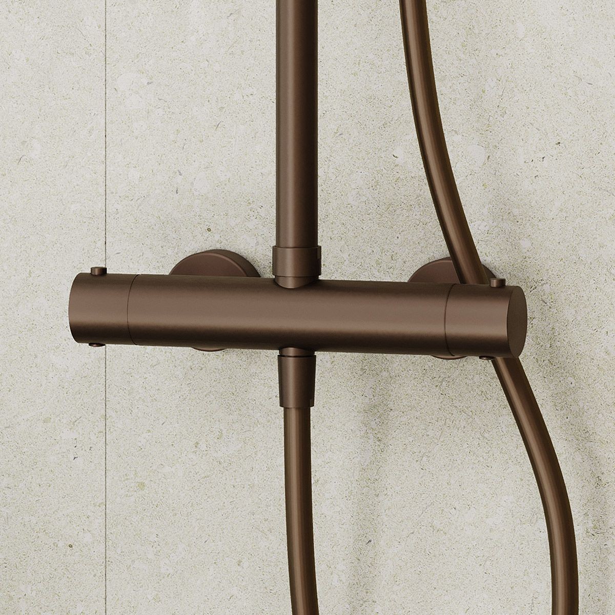 Globe Brushed Bronze Thermostatic Cool Touch Bar Shower with Overhead & Slide Rail with Handset