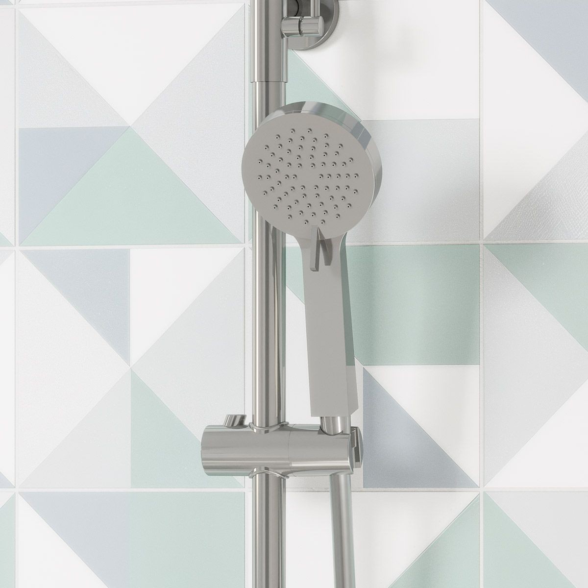 Cube Chrome Thermostatic Cool Touch Bar Shower with Overhead & Slide Rail with Handset