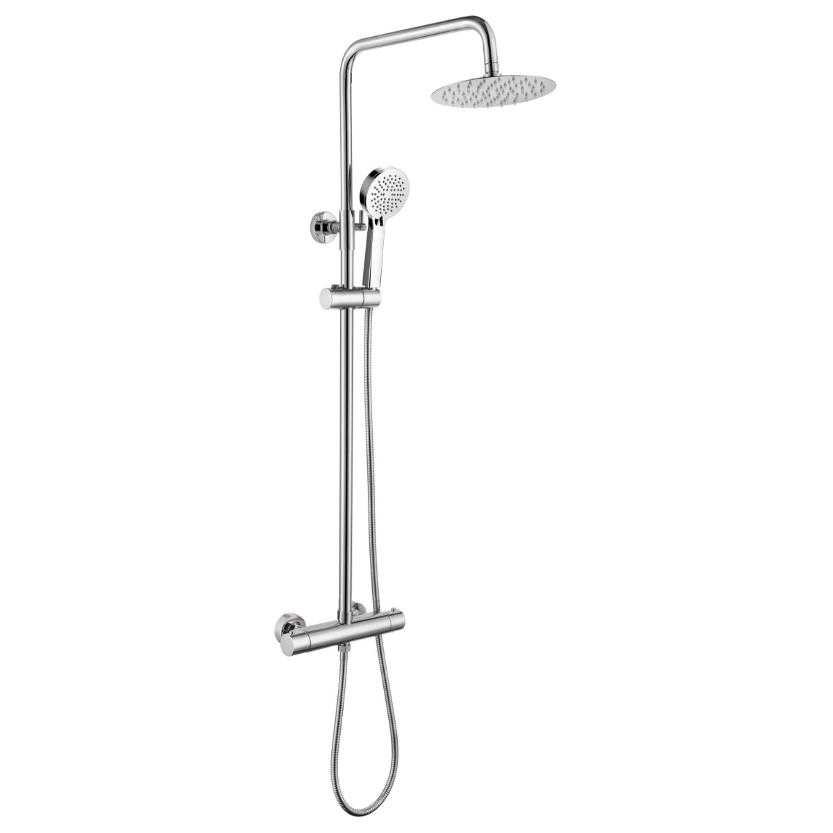 Cube Chrome Thermostatic Cool Touch Bar Shower with Overhead & Slide Rail with Handset