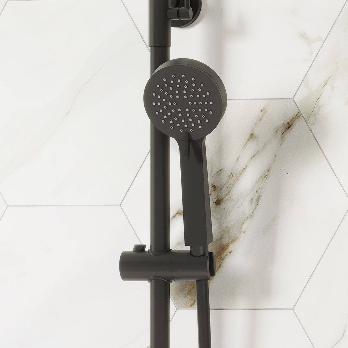 Globe Matt Black Cool Touch Thermostatic Bar Shower with Overhead & Slide Rail with Handset