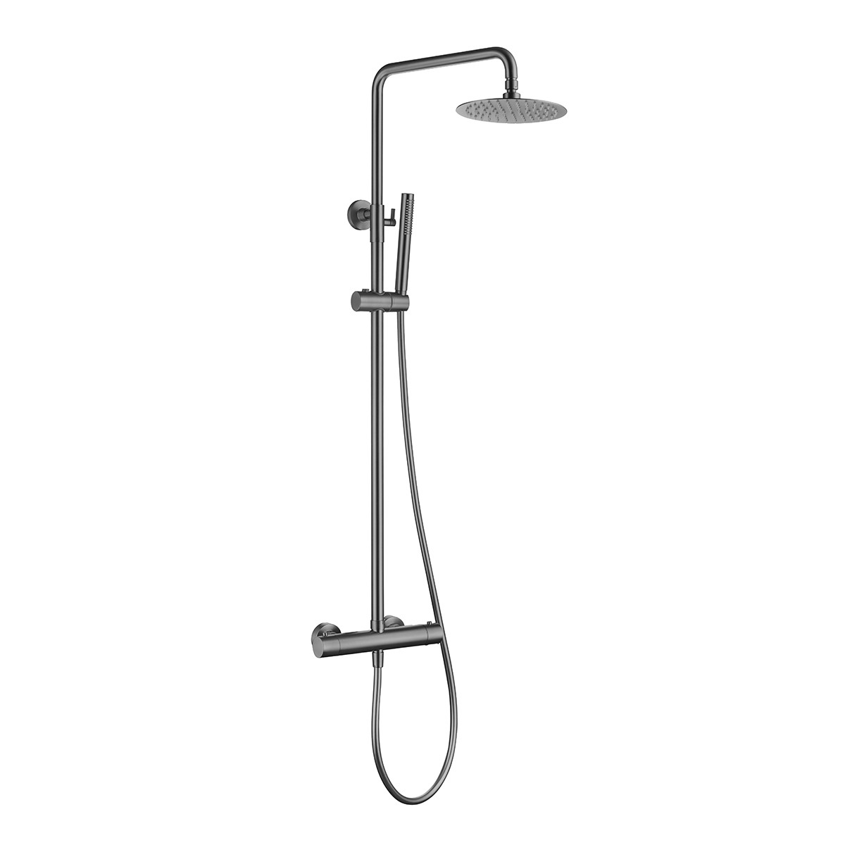 Cube Gunmetal Thermostatic Cool Touch Bar Shower with Overhead & Slide Rail with Handset