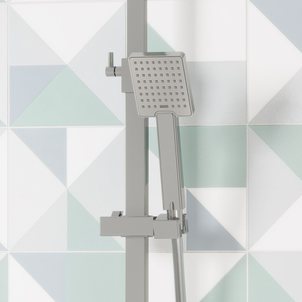Cube Chrome Thermostatic Cool Touch Bar Shower with Overhead & Slide Rail with Handset