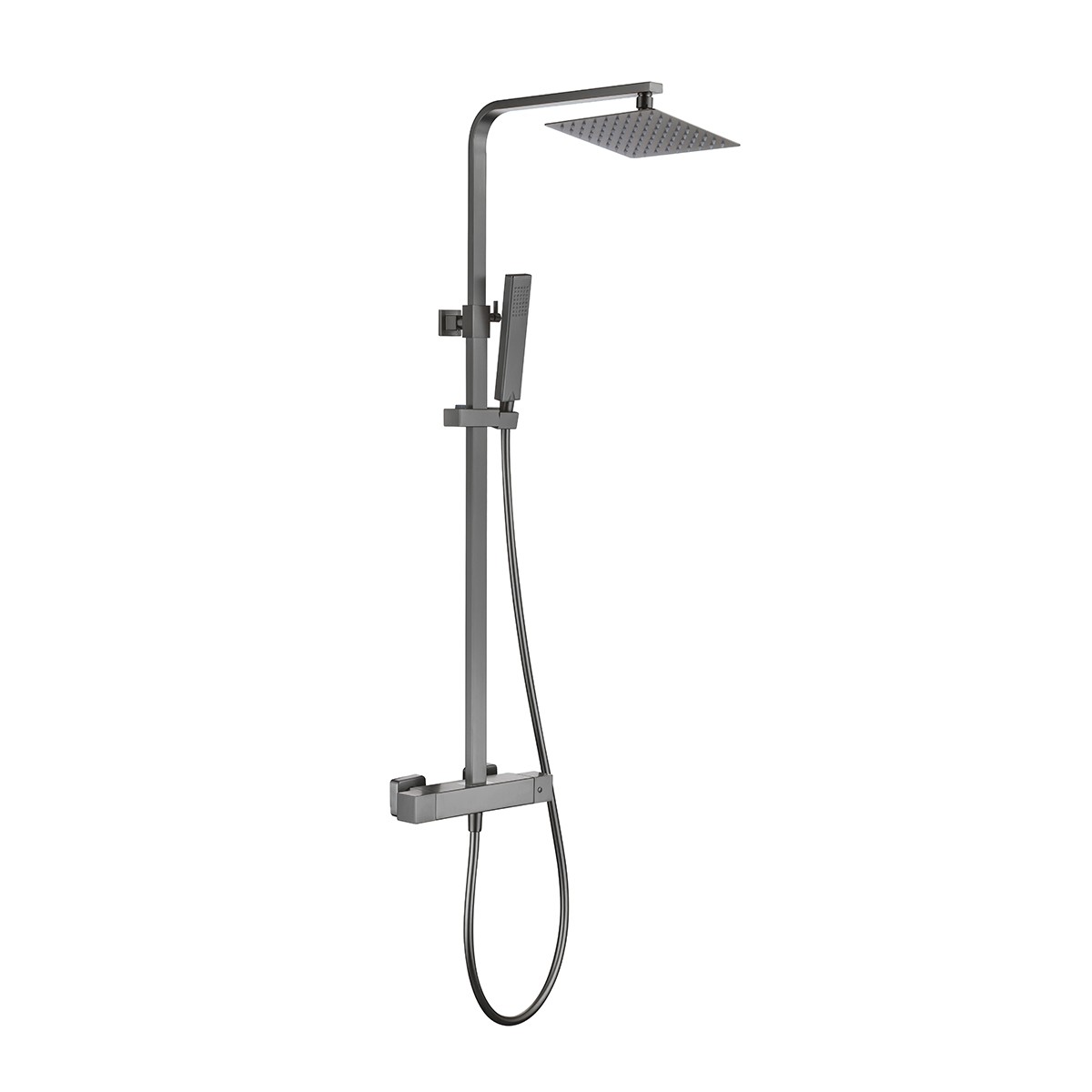 Cube Gunmetal Thermostatic Cool Touch Bar Shower with Overhead & Slide Rail with Handset