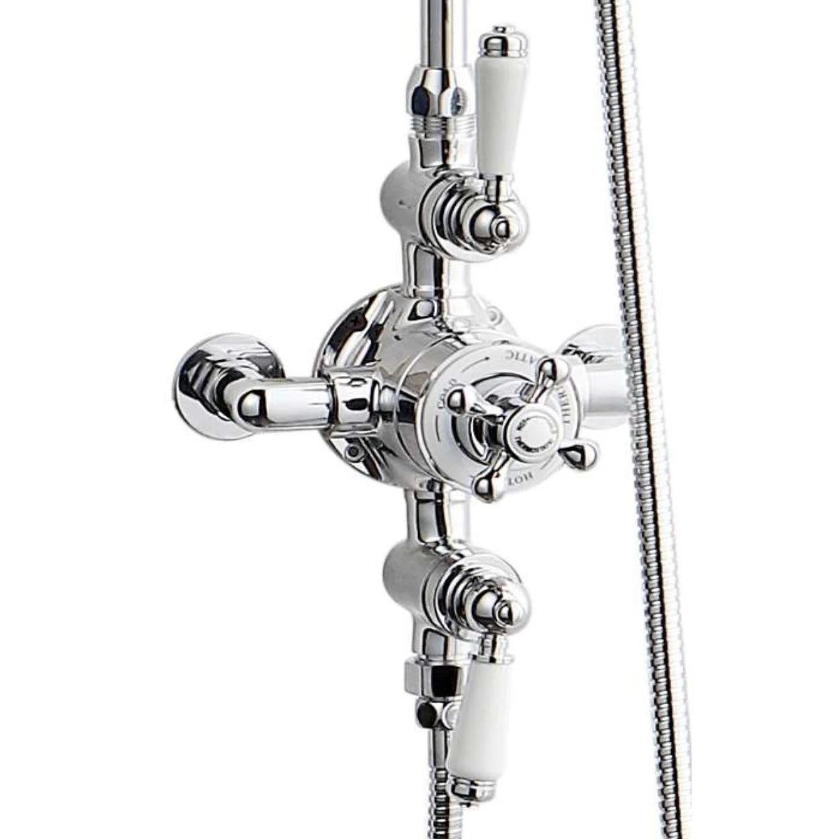 Downton Chrome Dual Traditional Shower with Overhead & Slide Rail with Handset
