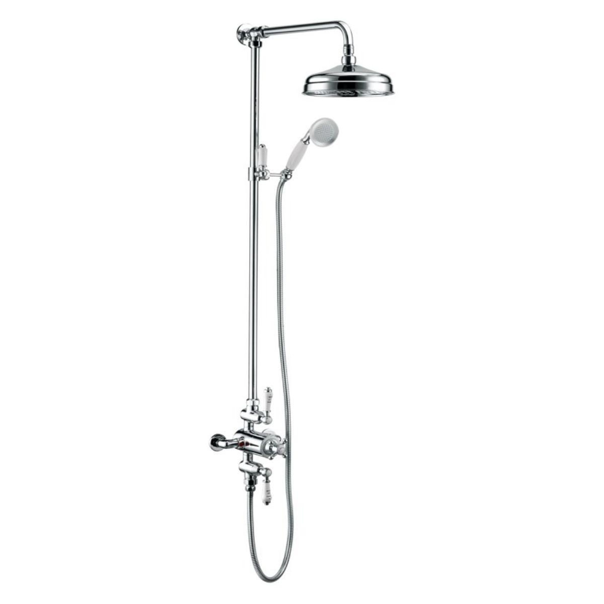 Abbey Chrome Dual Traditional Thermostatic Shower with Overhead & Slide Rail with Handset