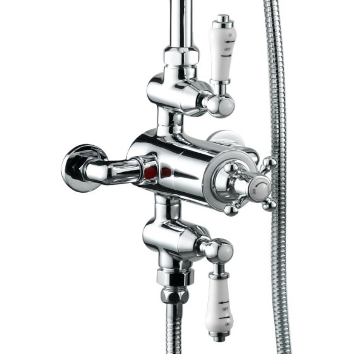 Abbey Chrome Dual Traditional Thermostatic Shower with Overhead & Slide Rail with Handset
