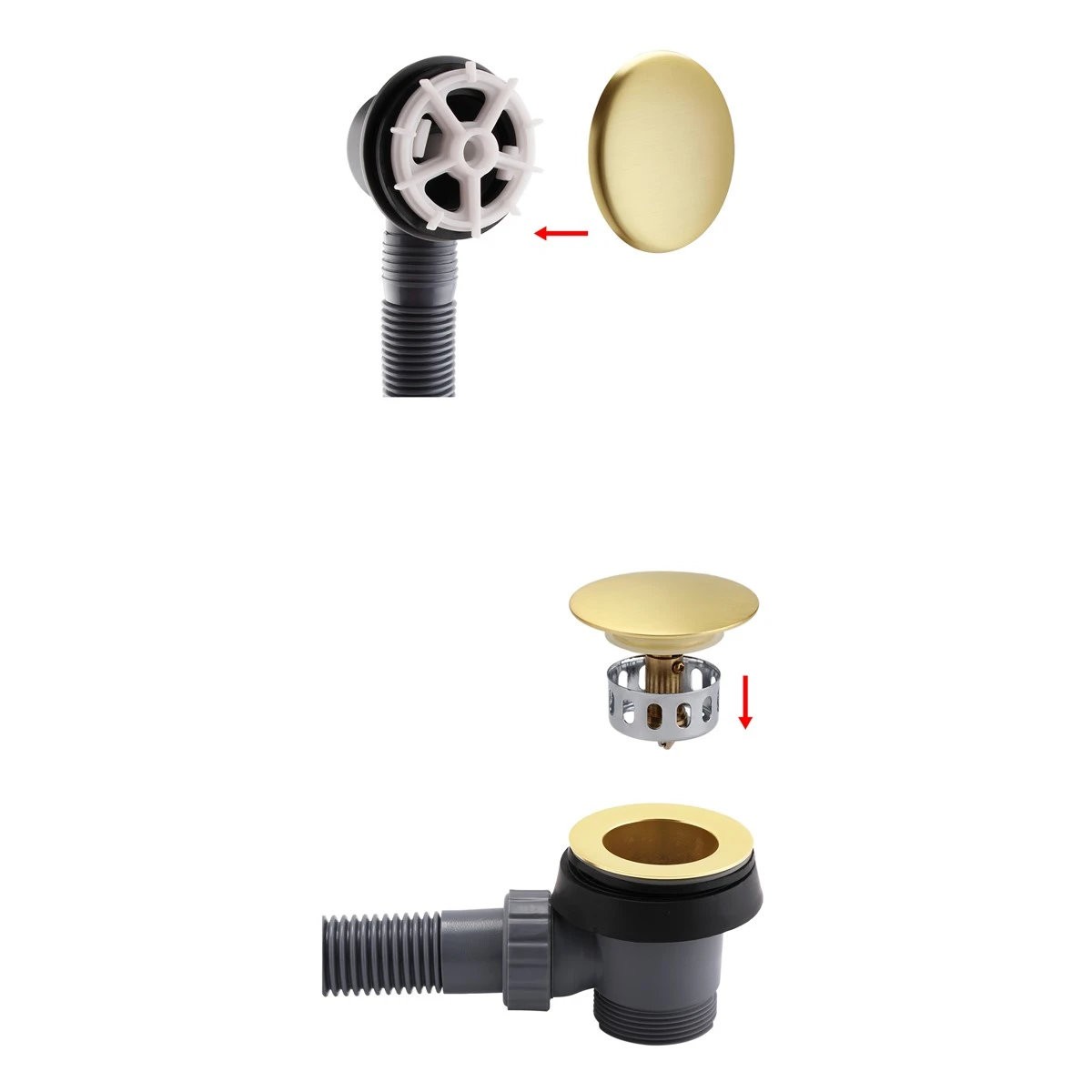 Brushed Brass Sprung Easy Clean Click Bath Waste