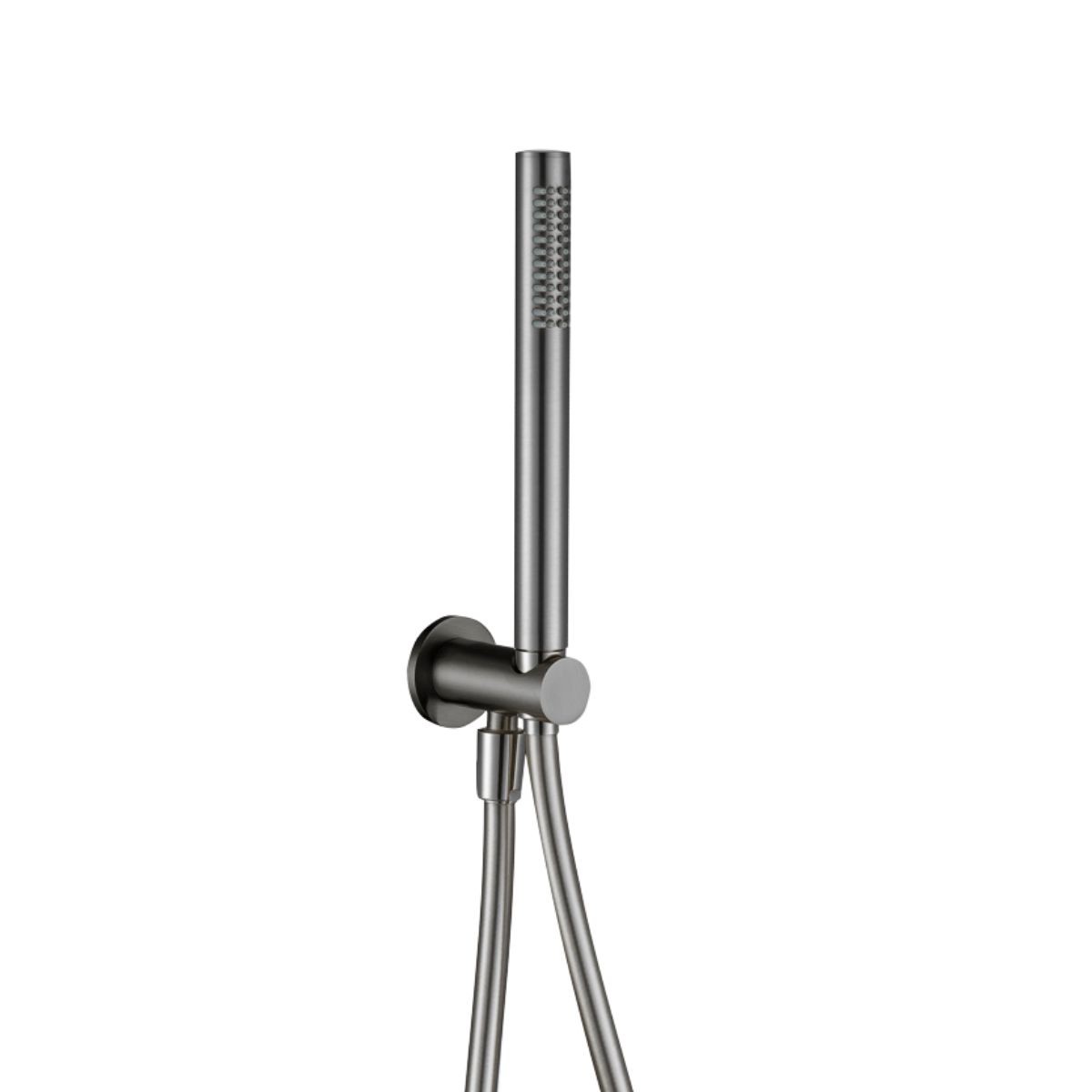 Globe Gunmetal Handset & Hose with Integrated Wall Elbow Bracket