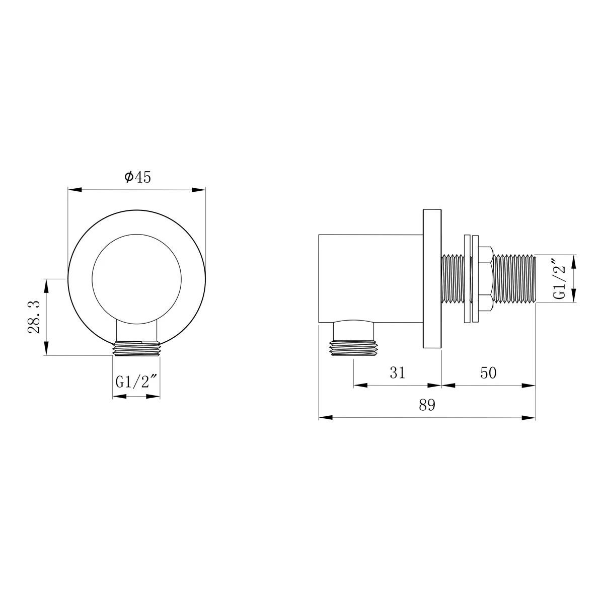 Globe Chrome Wall Outlet Elbow