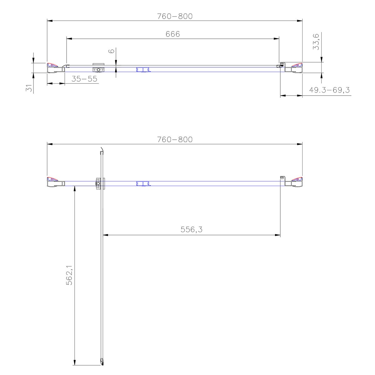 Crystal 6mm Brushed Brass Pivot Shwer Door 800mm