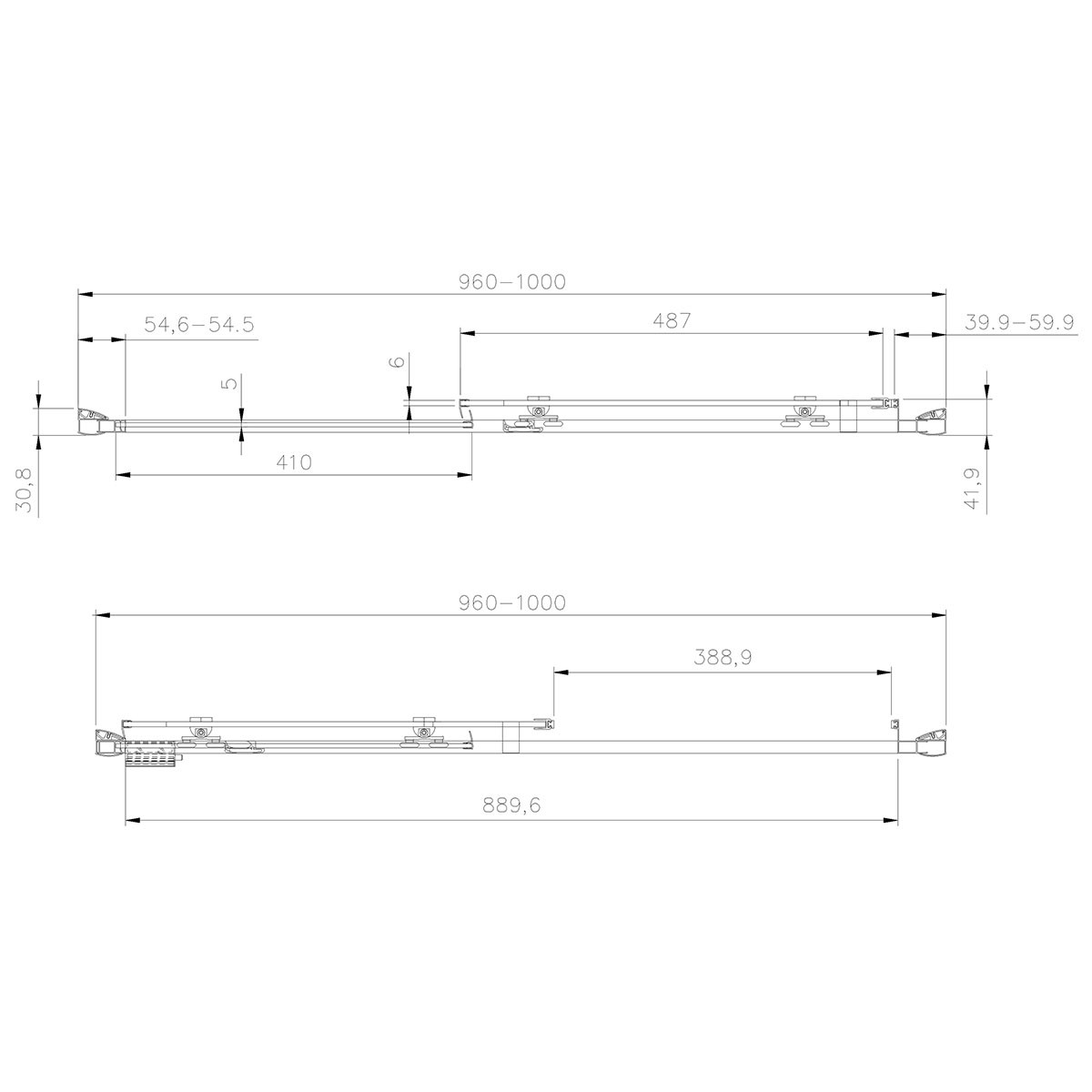 Crystal 6mm Brushed Brass Sliding Shower Door 1000mm