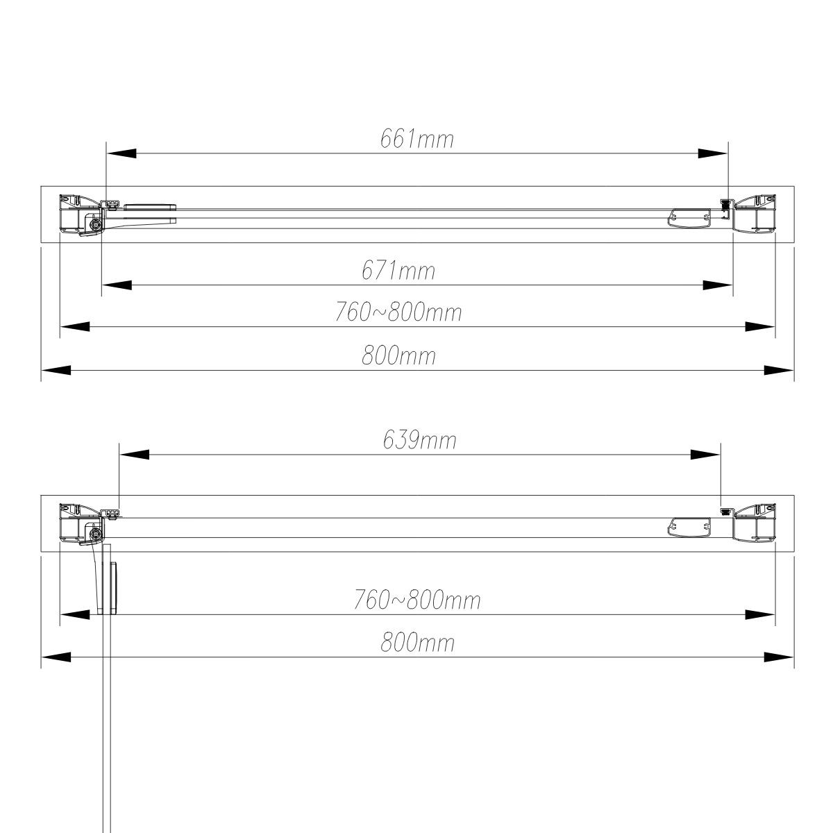 Emerald 8mm Brushed Brass Hinged Shower Door 800mm