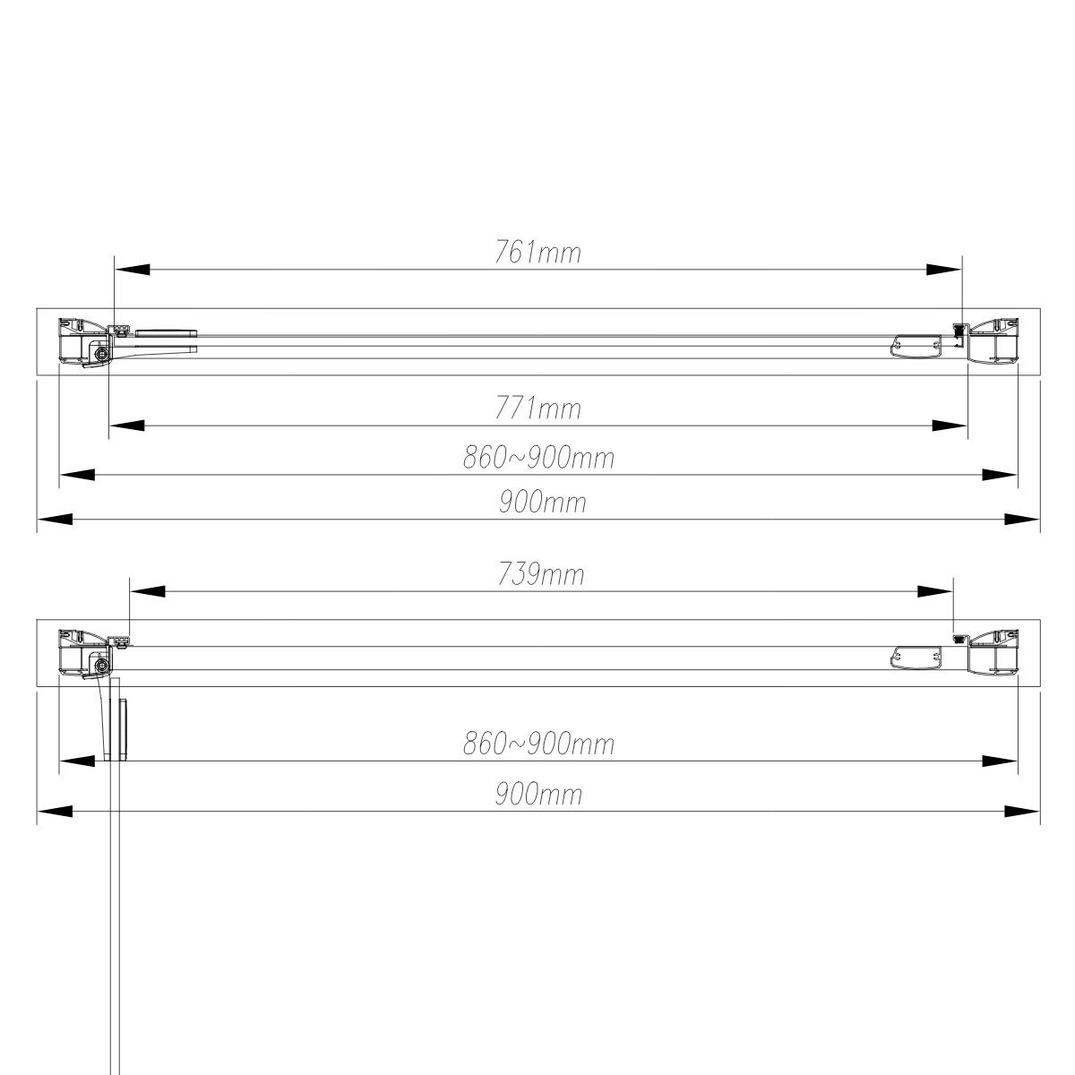 Emerald 8mm Brushed Brass Hinged Shower Door 900mm