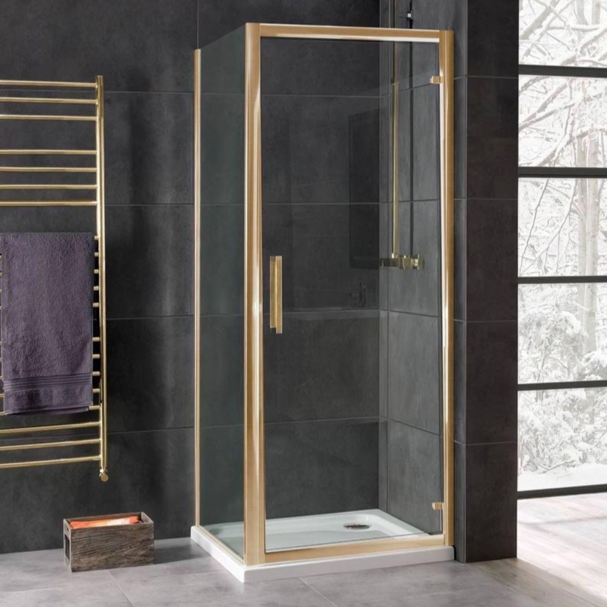 Emerald 8mm Brushed Brass Side Panel 760mm