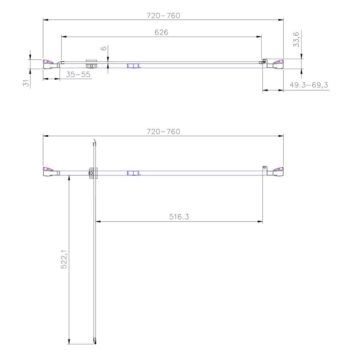 Crystal 6mm Gunmetal Pivot Shower Door 760mm